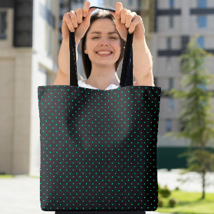 Cute Polka Dot Pattern Simple Modern Teal Black Tote Bag