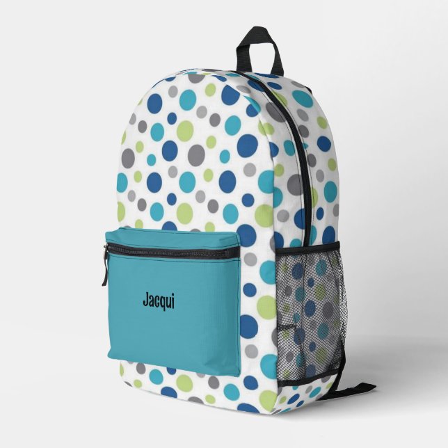 Cute Polka Dot Printed Backpack (Back Corner Right)