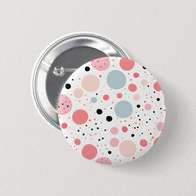 Cute polka dot spotty pattern white 6 cm round badge (Front & Back)