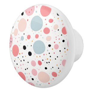 Cute polka dot spotty pattern white ceramic knob