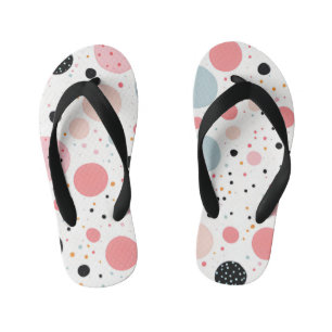 Cute polka dot spotty pattern white kid's jandals