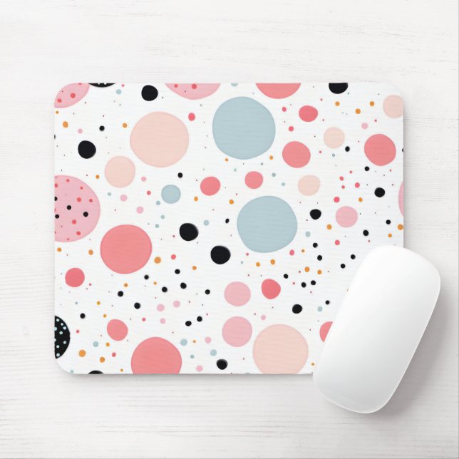 Cute polka dot spotty pattern white mouse pad (With Mouse)