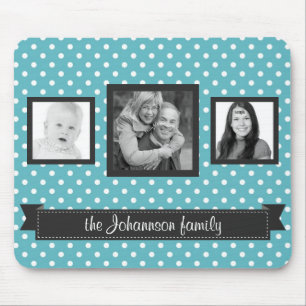 Cute Polka Dots 3 Instagram Photos Family Mouse Pad