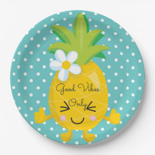 Cute Polka Dots and a pineapple Paper Plate