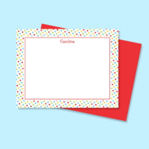 Cute Polka Dots Colourful Girly Stationery Card