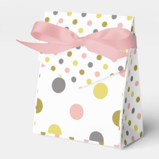 Cute Polka Dots Mustard Yellow Pink Grey White Favour Box