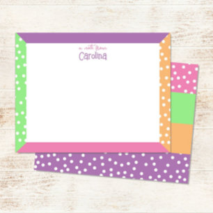 Cute Polka Dots & Pastel Frame Girly Stationery Card