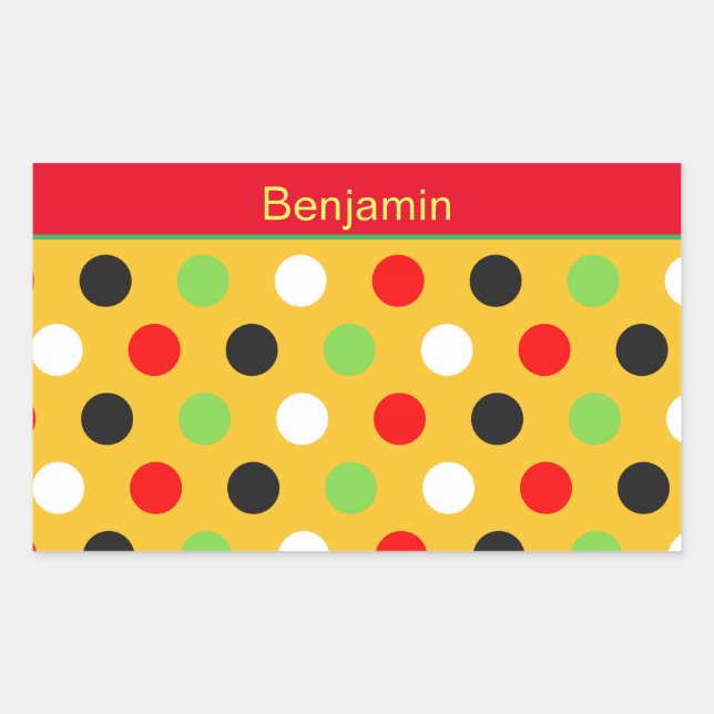 Cute Polka Dots Rectangular Sticker (Front)