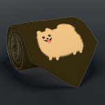 Cute Pomeranian Cartoon Dog on Chocolate Colour Tie<br><div class="desc">This fun Pomeranian neck tie makes a great gift for Pom dads! An awesome gift for the guy who wears a tie for business,  or for special events like holiday programs,  AKC dog shows,  and weddings. A great Father's Day,  birthday or Christmas gift that your man will really love.</div>