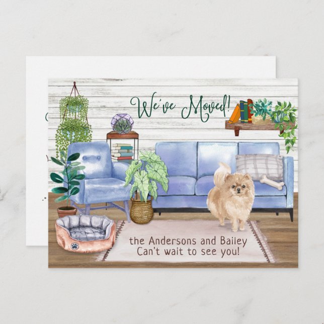 Cute Pomeranian Cosy New Home Moving      Announcement Postcard (Front/Back)
