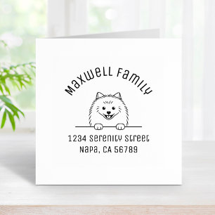 Cute Pomeranian Dog Arch Family Address Rubber Stamp