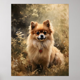 Cute Pomeranian Dog Art Print Poster