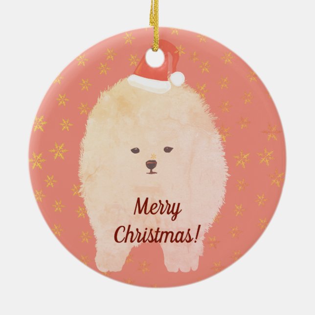Cute  Pomeranian Dog Ceramic Ornament (Back)