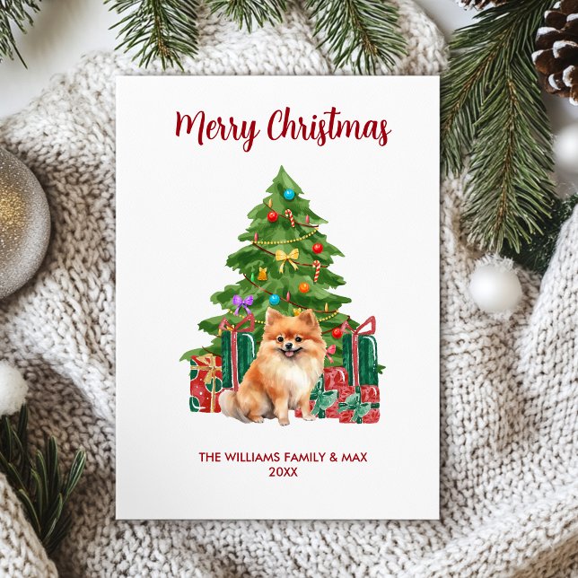 Cute Pomeranian Dog Family Christmas Holiday Card (Creator Uploaded)