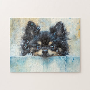 Cute Pomeranian Dog in the Bathtub Jigsaw Puzzle