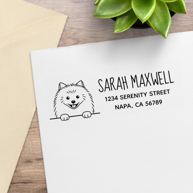 Cute Pomeranian Dog Return Address Rubber Stamp (Creator Uploaded)