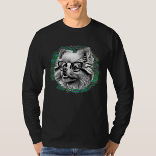 Cute Pomeranian Dog Wearing Nerd Glasses Funny Gra T-Shirt