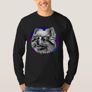 Cute Pomeranian Dog Wearing Nerd Glasses Funny Gra T-Shirt