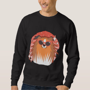 Cute Pomeranian Dog Wearing Sunglasses Sweatshirt