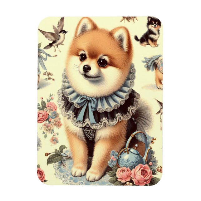 Cute Pomeranian Painting Magnet (Vertical)