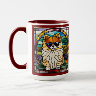 Cute Pomeranian Stained Glass Coffee Mug