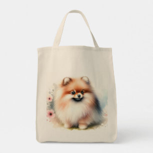 Cute Pomeranian watercolor illustration Tote Bag