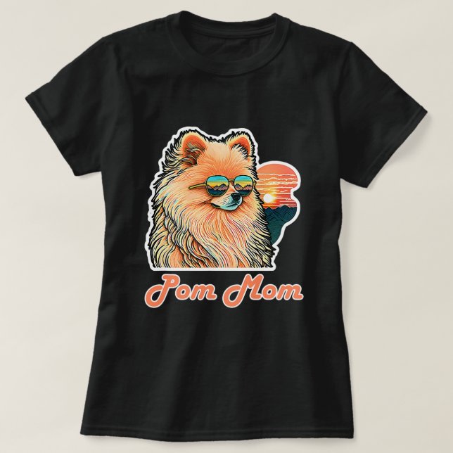 Cute Pomeranian with Sunglasses Graphic Momeranian T-Shirt (Design Front)