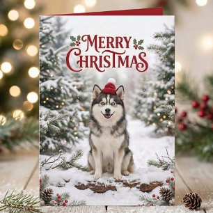 Cute Pomsky Puppy Husky Dog Lover Christmas Card