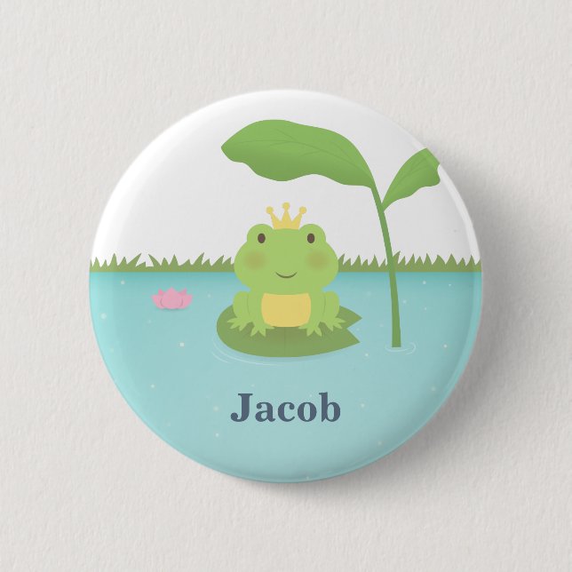 Cute Pond Frog Prince For Boys 6 Cm Round Badge (Front)