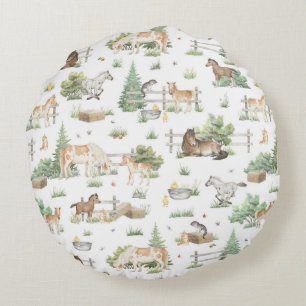 Cute Ponies Round Cushion