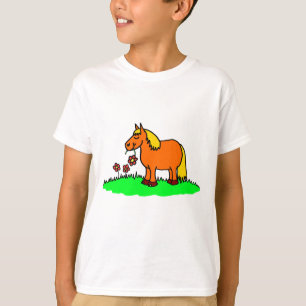 Cute Pony and Flower Cartoon T-Shirt