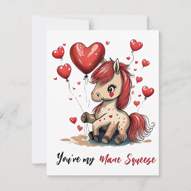 Cute pony custom valentine holiday card (Front)