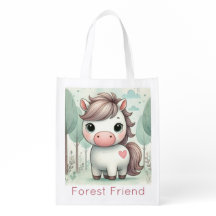 Cute Pony Heart Whimsical Forest Horse Tote