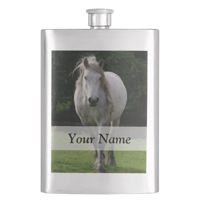 Cute pony photograph hip flask (Front)