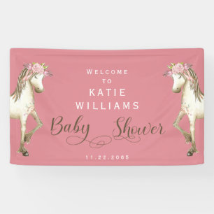 Cute Pony Pink Baby Shower Welcome Sign Banner