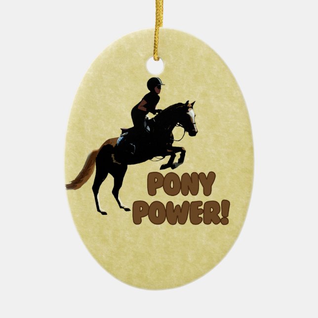Cute Pony Power Equestrian Ceramic Tree Decoration (Front)