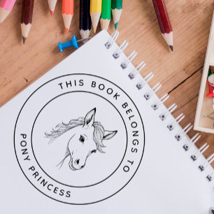 Cute Pony Princess This Book Belongs To Kid's Name Self-inking Stamp