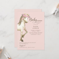 Cute Pony Watercolor Pink Baby Shower II