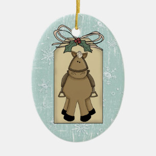 Cute Pony Winter Snow Keepsake Gift Tag Ceramic Tree Decoration