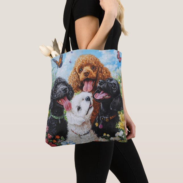 Cute Poodle and Goldendoodle Dog Tote (Close Up)