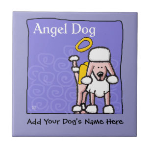Cute Poodle Angel Dog Memorial Tile