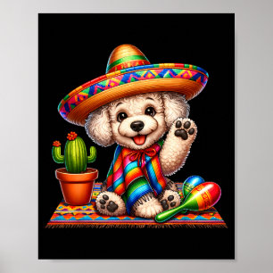 Cute poodle cinco de mayo 2025 dogs lovers sombrer poster