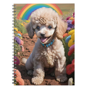 Cute Poodle Colourful flower and rainbow Notebook