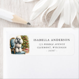 Cute Poodle Dog Christmas Watercolor Address