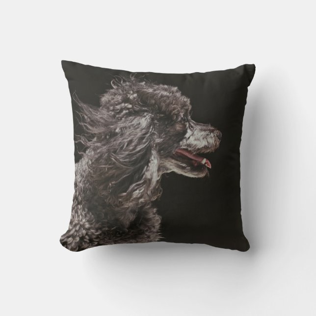 Cute Poodle Dog Face Smile Smiling Cushion (Front)