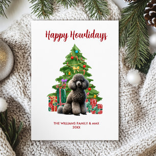 Cute Poodle Dog Family Christmas Holiday Card