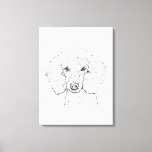 Cute Poodle Dog Illustration, Hand Drawn Canvas Print