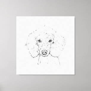 Cute Poodle Dog Illustration, Hand Drawn Canvas Print