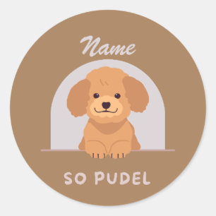 Cute Poodle Dog Pet Animals Love Paw Pet Classic Round Sticker