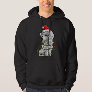 Cute Poodle Dog Santa Christmas Tree Lights Xmas Hoodie